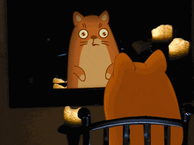 Анимация Кот впервые увидел себя в зеркале, гифка Кот впервые увидел себя в зеркале