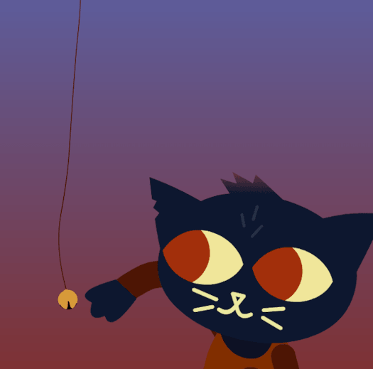 Анимация Кот теребит веревочку из компьютерной игры Night in the Woods / Ночь в лесу, гифка Кот теребит веревочку из компьютерной игры Night in the Woods / Ночь в лесу