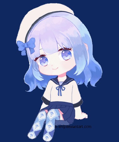 Анимация Marie Chibi / Мари Chibi качает головой, by k-en