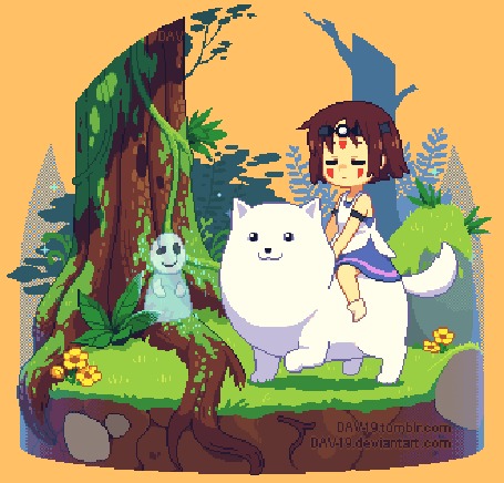 Анимация Princess Mononoke / Принцесса Мононоке в лесу, by DAV-19
