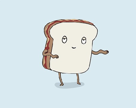 Анимация Вкусный бутерброд прикольно танцует