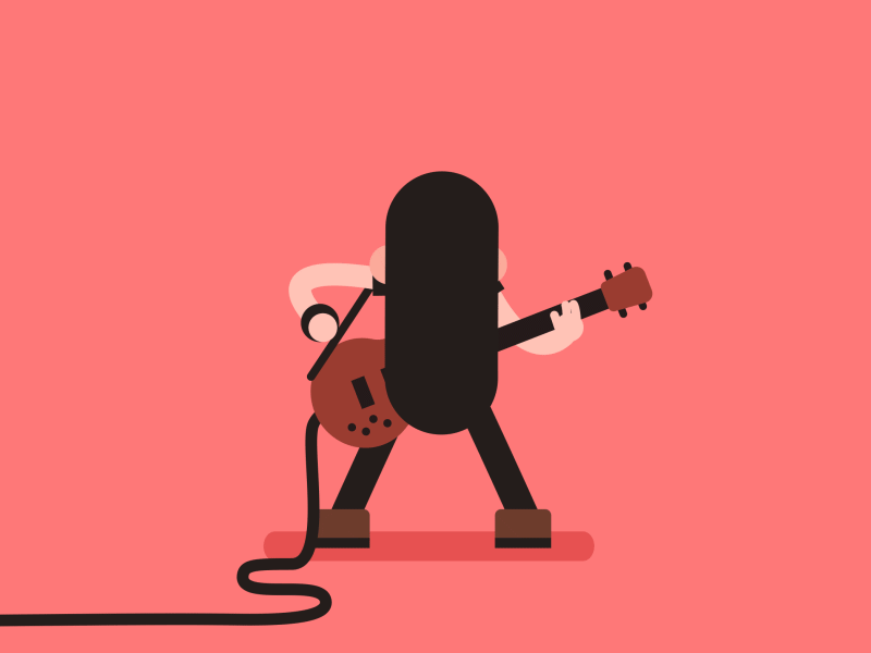 Анимация Рок - музыкант играет на электрогитаре, гифка Рок - музыкант играет на электрогитаре