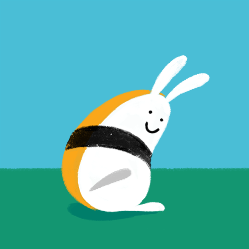 Анимация Sushi Rabbit весело приплясывает, гифка Sushi Rabbit весело приплясывает
