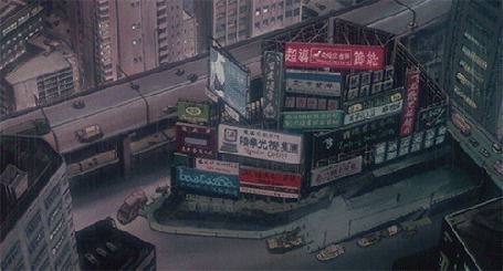 Анимация Город с высоты птичьего полета, аниме Ghost in the Shell / Призрак в доспехах