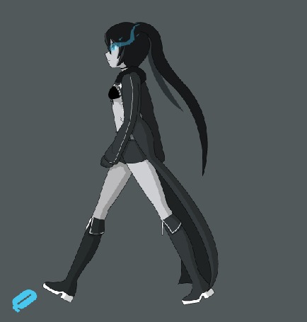 Анимация Мато Курой / Mato Kuroi из аниме Стрелок с Черной скалы / Black Rock Shooter, by QUICKMASTER
