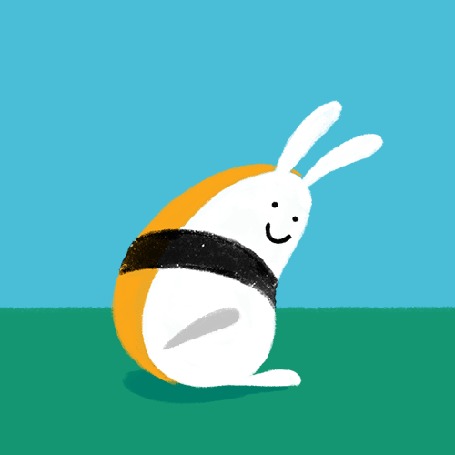 Анимация Sushi Rabbit весело приплясывает
