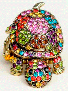 Анимация Золотая черепаха инкрустированная разноцветными драгоценными камнями, гифка Золотая черепаха инкрустированная разноцветными драгоценными камнями