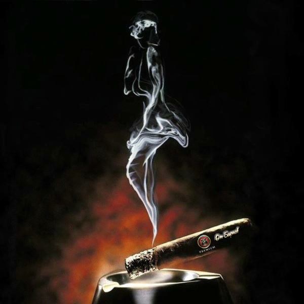 Анимация Абстракция сигарного дыма в виде девушки, гифка Абстракция сигарного дыма в виде девушки