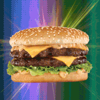 Анимация Аппетитный двойной бургер Carls JR THE BIG CARL, гифка Аппетитный двойной бургер Carls JR THE BIG CARL