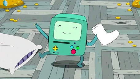 Анимация БиМО танцует с валенком в руке, мультсериал Adventure Time / Время Приключений