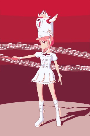Анимация Вращающаяся 3D-модель Нонон Джакузурэ / Nonon Jakuzure из аниме Убей или умри / Kill la Kill, by Poribo