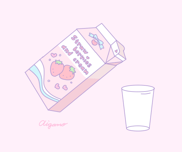 Анимация Клубничный йогурт наливается в стакан (Strawberries and cream / Клубника и крем), гифка Клубничный йогурт наливается в стакан (Strawberries and cream / Клубника и крем)
