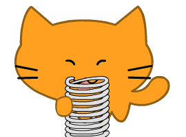 Анимация Рыжий кот лижет пружину на белом фоне, by MrrrCat, гифка Рыжий кот лижет пружину на белом фоне, by MrrrCat