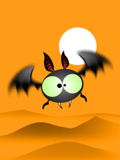 Анимация Мышка-вампир летит над пустыней, гифка Мышка-вампир летит над пустыней