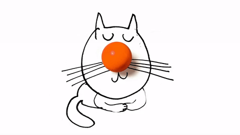 Анимация Нарисованный кот перебирает лапками, гифка Нарисованный кот перебирает лапками