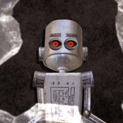 Анимация Смешной робот эмоционально выражает свои чувства, гифка Смешной робот эмоционально выражает свои чувства