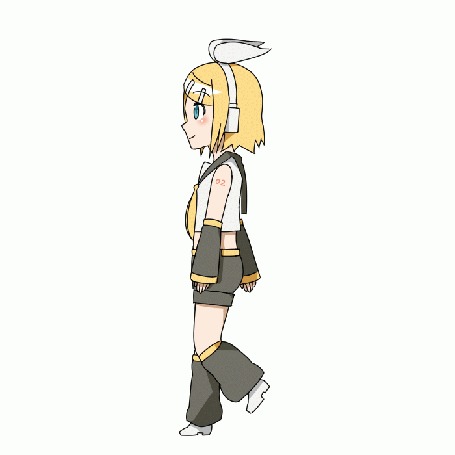 Анимация Вокалоид Кагамине Рин / Vocaloid Kagamine Rin на белом фоне, by grimay