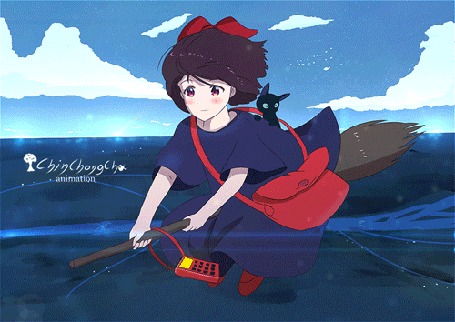 Анимация Kiki / Кики и Jiji / Джиджи из аниме Kikis Delivery Service / Ведьмина служба доставки, by chinchongcha