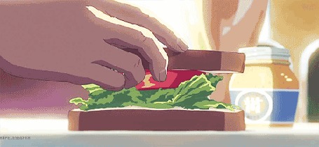Анимация Мужские руки делают сэндвич