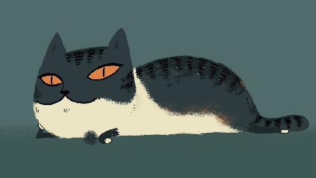 Анимация Девушка подбегает к коту и исчезает в нем
