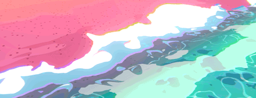 Анимация Морские волны накатывают на розовый берег, гифка Морские волны накатывают на розовый берег