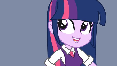 Анимация Твайлайт Спаркл / Twilight Sparkle из мультсериала Девушки Эквестрии / Equestria Girls играет на гитаре, by Khuzang