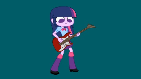 Анимация Твайлайт Спаркл / Twilight Sparkle из мультсериала Мои маленькие пони: Девочки из Эквестрии / My Little Pony: Equestria Girls играет на гитаре, by Khuzang