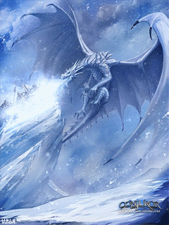 Анимация Дракон атакует синим пламенем наступающих на него воинов, гифка Дракон атакует синим пламенем наступающих на него воинов