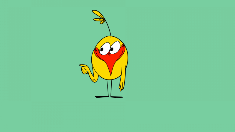 Анимация Желтая птичка показывает влево, направо, вверх и вниз. /автор by_deeisbrowsing, гифка Желтая птичка показывает влево, направо, вверх и вниз. /автор by_deeisbrowsing