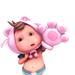 Анимация Маленькая девочка, одетая в костюм розовой кошки, гифка Маленькая девочка, одетая в костюм розовой кошки