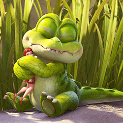 Анимация Крокодил обнимает феечку, гифка Крокодил обнимает феечку