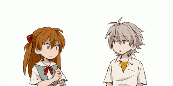 Анимация Аска Лэнгли Сорью / Asuka Langley Souryuu и Каору Нагиса / Kaworu Nagisa из аниме Евангелион нового поколения / Neon Genesis Evangelion, гифка Аска Лэнгли Сорью / Asuka Langley Souryuu и Каору Нагиса / Kaworu Nagisa из аниме Евангелион нового поколения / Neon Genesis Evangelion