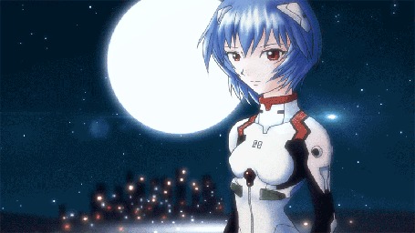 Гиф анимация Рей Аянами / Rei Ayanami из аниме Евангелион нового поколения/ Neon Genesis Evangelion, by FantasyBlade