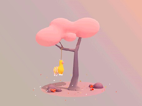 Анимация Игрушка висит на дереве
