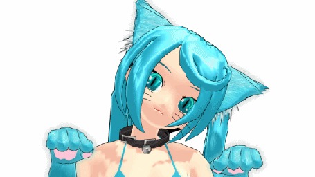 Анимация Vocaloid Hatsune Miku / Вокалоид Хацунэ Мику с нэко-ушками и усиками