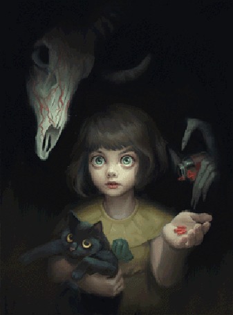Анимация Мистер Полночь / Mr. Midnight, Фрэн Боу / Fran Bow и Ремор / Remor из игры Fran Bow / Фрэн Боу