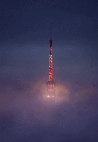 Анимация Телевышка в тумане