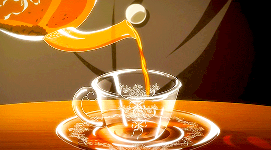 Анимация В чашку наливают чай, гифка