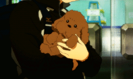 Анимация Щенок на руках парня, аниме Yuri on Ice / Юри на льду, гифка Щенок на руках парня, аниме Yuri on Ice / Юри на льду
