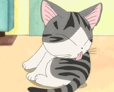 Анимация Котенок Чи тщательно вылизывает шерсть, аниме Chis Sweet Home / Милый дом Чи