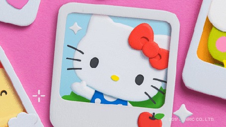 Анимация Кошечка Китти машет лапкой