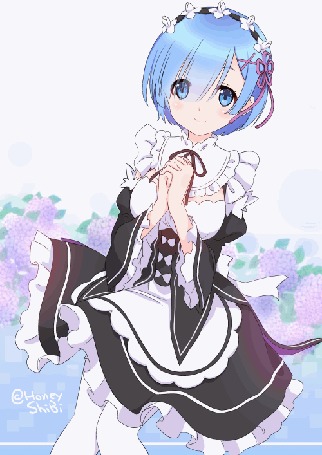 Анимация Рем / Rem из аниме Re: Жизнь в альтернативном мире с нуля / Re: Zero kara Hajimeru Isekai Seikatsu