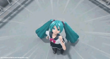 Анимация Вокалоид Хацунэ Мику / Vocaloid Hatsune Miku приподнимает руку вверх, by LettySinisterr