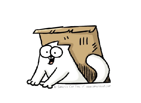 Анимация Кот вылезает из люка, сериал Simons Cat