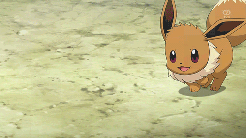 Анимация Иви / Eevee из аниме Покемон / Pokemon весело подпрыгивает, гифка Иви / Eevee из аниме Покемон / Pokemon весело подпрыгивает