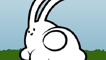 Анимация Белый кролик крутит попой, лежа в траве, гифка Белый кролик крутит попой, лежа в траве