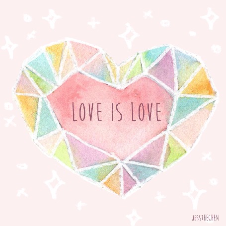 Анимация Разноцветное сердечко на розовом фоне, by jessthechen (LOVE IS LOVE)