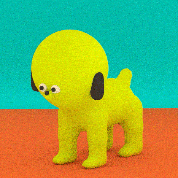 Анимация Желтый пес смешно раздувается, by Julian Glander, гифка Желтый пес смешно раздувается, by Julian Glander