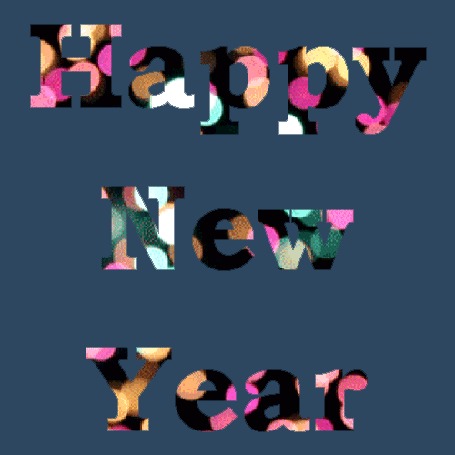 Анимация Надпись happy new year / Счастливого Нового года переливается на сером фоне