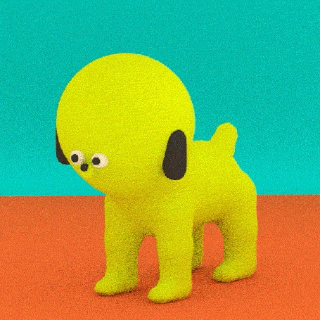 Анимация Желтый пес смешно раздувается, by Julian Glander